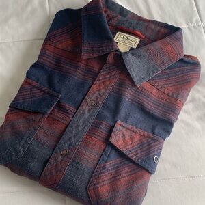 Wool Blend L.L. Bean Red and Blue Plaid Shirt